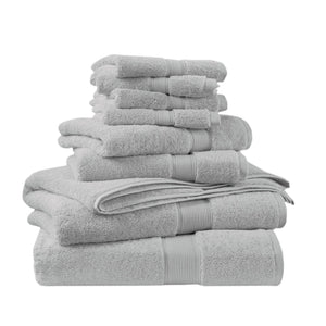 JLA Home Madison Park Signature - Ultra-Soft 100% Cotton Towels | 800 GSM Plush Spa-Quality Set with Antimicrobial Finish, Oeko-Tex Certified Silver MPS73-191