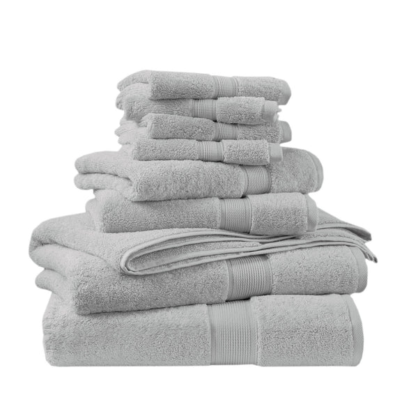 JLA Home Madison Park Signature - Ultra-Soft 100% Cotton Towels | 800 GSM Plush Spa-Quality Set with Antimicrobial Finish, Oeko-Tex Certified Silver MPS73-191