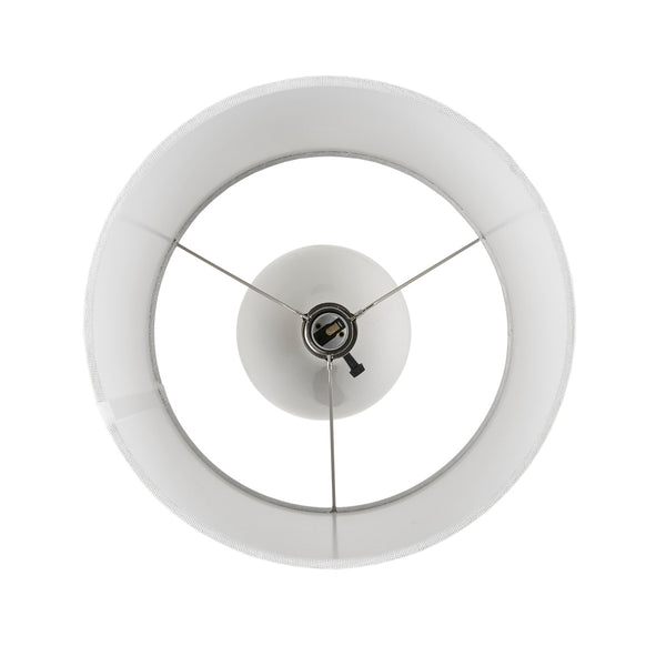 English Elm 2-Tone Ceramic Table Lamp Set of 2 with Elegant Silvery Accents, Modern White Ceramic Bases, 21.5"H White+Silver 19.1 L x 15.35 W x 15.35 H B035P264515