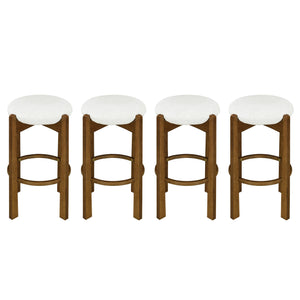 English Elm Christopher Knight Home® - Tara Set Of 4 Wooden Barstools With Ivory Upholstery - Comfort, Style, And Durability For Your Home N775P333863D-S4