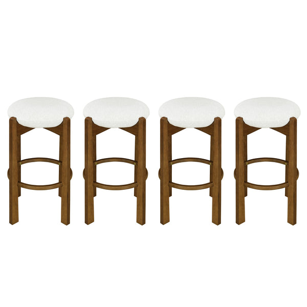 English Elm Christopher Knight Home® - Tara Set Of 4 Wooden Barstools With Ivory Upholstery - Comfort, Style, And Durability For Your Home N775P333863D-S4