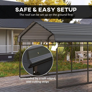 English Elm Heavy Steel Carport with Waterproof Metal Roof Wind Resistant Outdoor Vehicle Shelter T3971S00201
