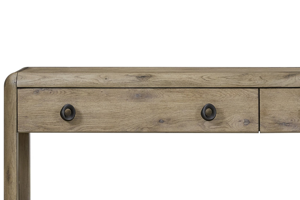 English Elm English Knotty Oak Veneer Console Table with Drawers Open Shelf Entryway Accent B2699P443196