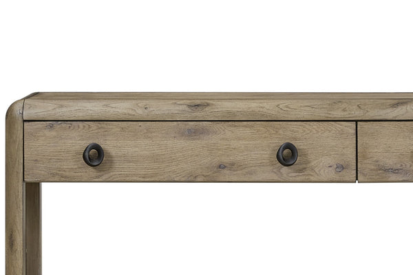 English Elm English Knotty Oak Veneer Console Table with Drawers Open Shelf Entryway Accent B2699P443196