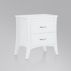 English Elm Babb White Finish Accent Table with 2 Drawers, Tapered Legs, Wooden Frame, Modern Nightstand B2726P288771