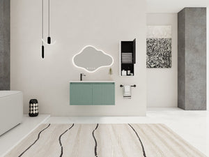 English Elm 36" Floating Bathroom Vanity with Drop-Shaped Resin Sink, Side Cabinet, Soft-Close Doors, Water-Resistant Finish W999S00332