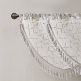 Madison Park Irina Transitional Diamond Sheer Embroidered Waterfall Valance MP41-4945 White/Grey