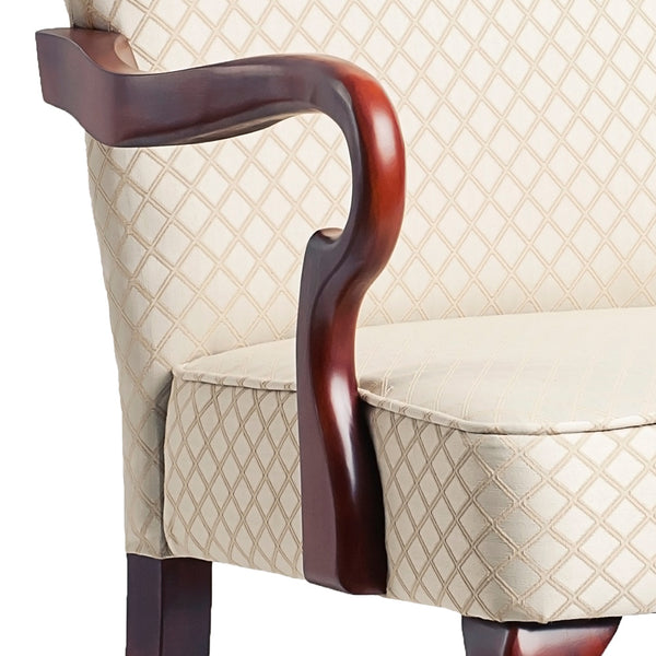 English Elm DeLaney Hardwood Gooseneck Arm Chair with Jacquard Diamond Fabric, High Back Comfort & Durable Build Beige B050P229953