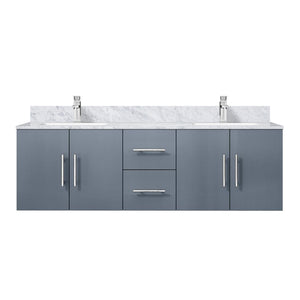 English Elm Dark Grey 60in Double Bath Vanity with Carrara Marble Top, Soft-Close Storage, Chrome Faucet Set B2731P258666