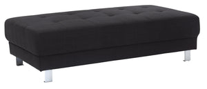 English Elm Elegant Black Fabric Ottoman 16"H x 57"W x 28"D — Dual-Use Footrest & Coffee Table, Seats Two, No Assembly B078108244