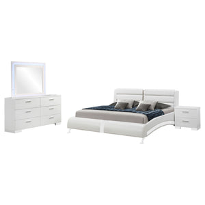 English Elm Fillmore White 4-Piece Eastern King Bedroom Set - Modern Design With Upholstered Headboard & Storage B062S01373