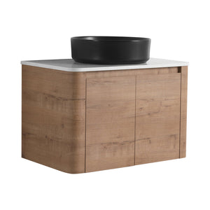 English Elm 30'' Wall-Mounted Bathroom Vanity With Ceramic Art Sink & Soft-Close Doors For Modern Style W999S00388