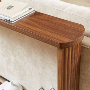 English Elm 70.1"corrugated textured storage table for entryway or behind sofa, waterproof 1.18" top, durable design Walnut W1162P339116