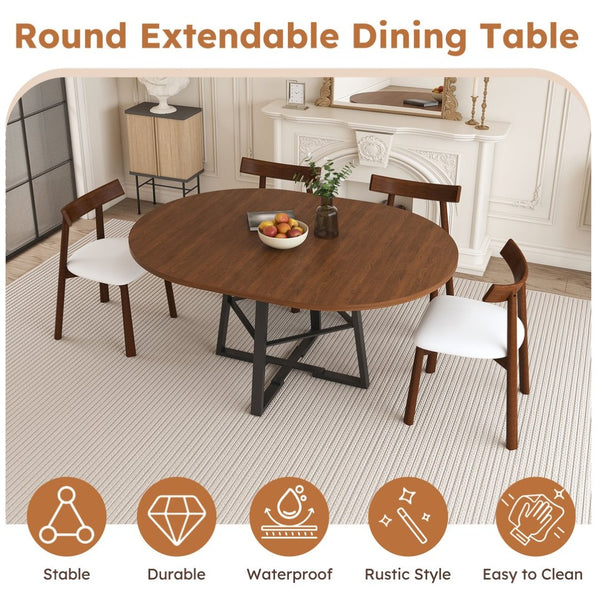 English Elm 59-inch Expandable Glass Top Dining Set Seats 8 with Upholstered Chairs X-base W2700S00112