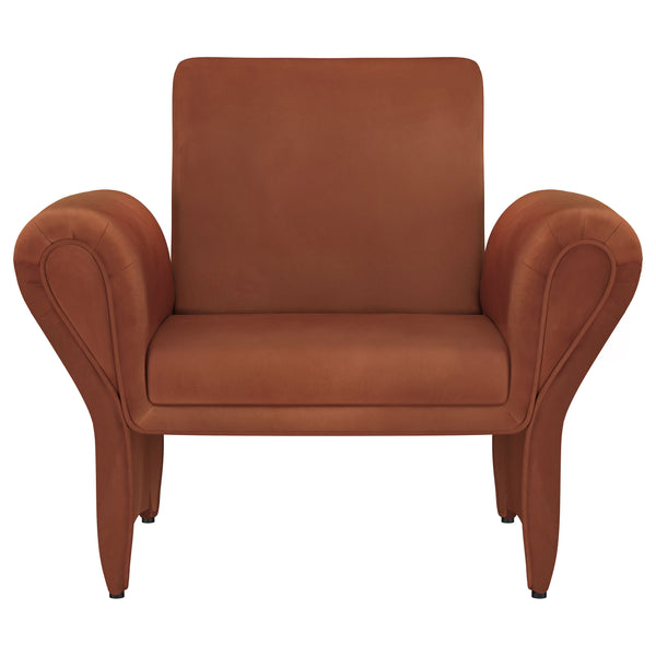 English Elm Whitney Rust Orange Upholstered Armchair with Teardrop Arms & Plush Foam Cushioning for Living Room B062P353268