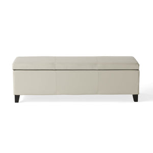 English Elm Upholstered Storage Ottoman with Solid Wood Legs Wide Hinged Bench for Living Rooms N757P414088I