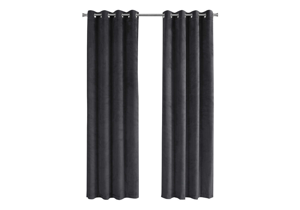 English Elm Curtain Panel Set Of 2, 54"W X 95"L Grey Velvet Room Darkening Grommet Curtains For Modern Style B2710P218774