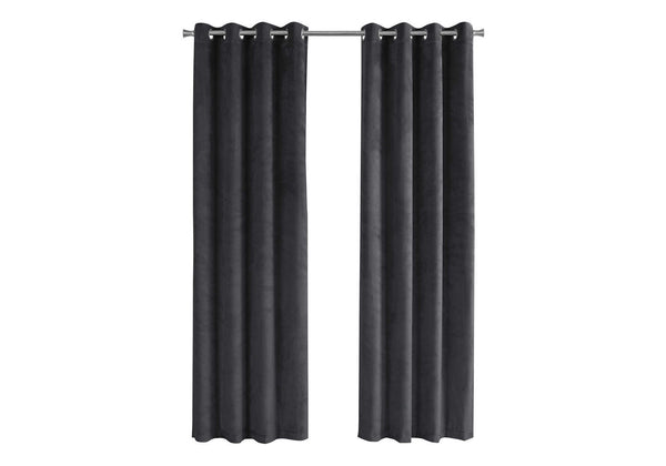 English Elm Curtain Panel Set Of 2, 54"W X 95"L Grey Velvet Room Darkening Grommet Curtains For Modern Style B2710P218774