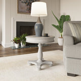 Wallace & Bay Mariano Coastal Gray Round End Table, Easy Assembly, 24x24x24 - Oyster Shell Palette