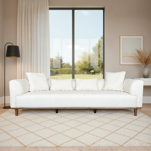English Elm Richardson Velvet Sofa Scandinavian Minimalist Living Room Seat with Solid Wood Base Cream B183P493698