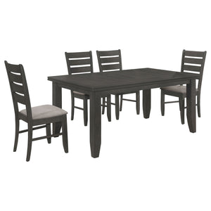 English Elm Dexter 5-Piece Contemporary Rectangular Dining Set With Grey Wood Table & Upholstered Chairs B062S01212