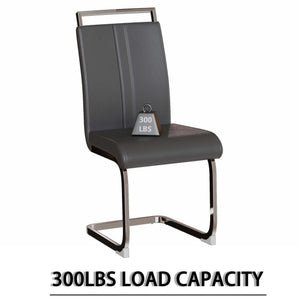 English Elm 63" Modern Brown Mdf Dining Table Set With 4 Pu Leather Chairs & Silver Legs – Stylish & Durable! W2189S00673