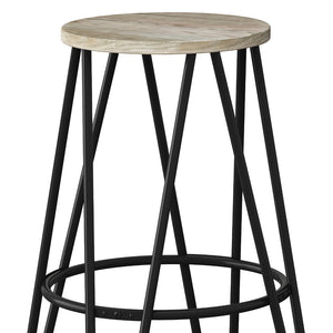 English Elm Simeon - Set Of 2 Industrial 26" Metal Counter Stools With Natural Wood Seats For Modern Spaces B136P159609-GIGA