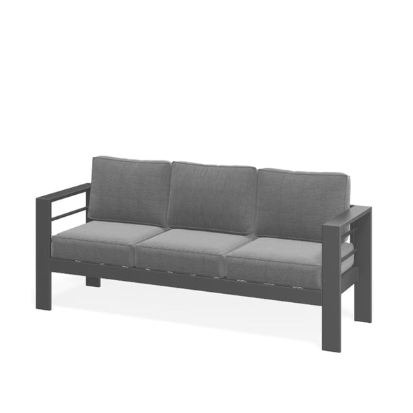English Elm 75" Outdoor Iron Frame 3 Seat Patio Sofa with Olefin Cushions for Deck or Poolside Gray+Gray B082P455111