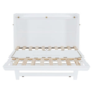 English Elm Queen Size Murphy Bed With Iron Legs - Modern Space-Saving Design For Cozy Bedrooms And Studios N820S00035K-GIGA