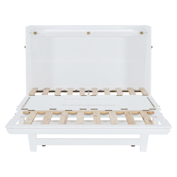 English Elm Queen Size Murphy Bed With Iron Legs - Modern Space-Saving Design For Cozy Bedrooms And Studios N820S00035K-GIGA