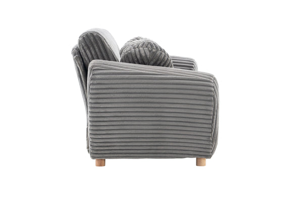 English Elm Modern Corduroy Sofa Couch - 84" Stylish Grey Sectional Love Seat For Apartment & Home Office Comfort W2363S00077