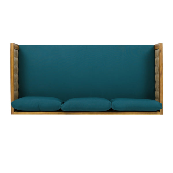 English Elm Christopher Knight Home® - Claremont 3-Seater Daybed With Rattan Arms - Stylish Acacia Wood Frame & Water-Resistant Cushions N770P205570T