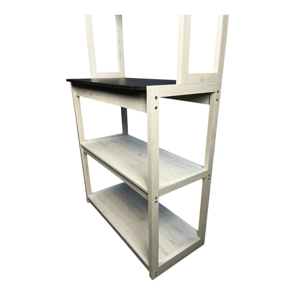 English Elm 31.5" 5-Tier Bakers Rack White+Black – Sturdy Particle Board Kitchen Shelves, Coffee Bar, Storage W1412P230432