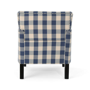 English Elm Harrison Tufted Club Chair with Turned Legs for Living Room Reading Nooks 59082.00BLUCHK