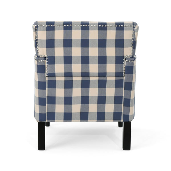 English Elm Harrison Tufted Club Chair with Turned Legs for Living Room Reading Nooks 59082.00BLUCHK