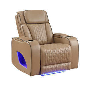English Elm Fortuner Faux Leather Power Recliner with Led Lighting Massage and Usb Charging Ports B009P439070