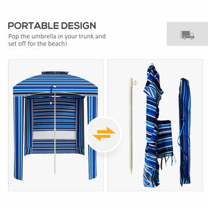 English Elm Outsunny 5.8' Portable Beach Umbrella: Stylish Ruffled Cabana With Double-Top, Vents & Carry Bag W2225P174251-GIGA