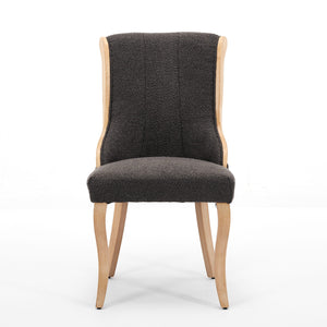 English Elm Snow velvet dining chair with plush breathable upholstery, mid-century wood trim and sculpted legs comfort and style Gray W1143P332692