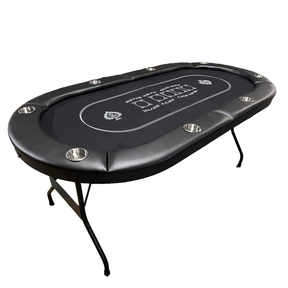 English Elm Ino Design Foldable Oval Poker Table Eight Player Felt Surface with Padded Rails Black W2748P433940