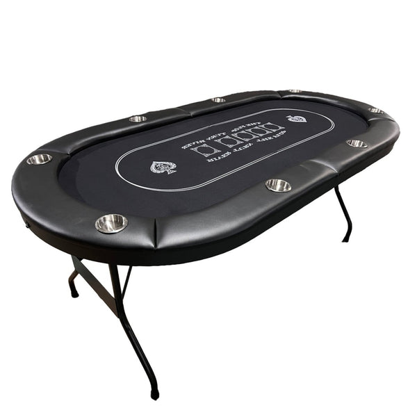 English Elm Ino Design Foldable Oval Poker Table Eight Player Felt Surface with Padded Rails Black W2748P433940