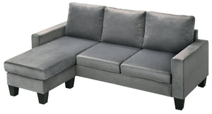 English Elm Jessica reversible sectional sofa chaise in velvet — chic, durable hardwood frame, plush seating glam centerpiece Gray 29 L x 51 W x 19 H B078S00014
