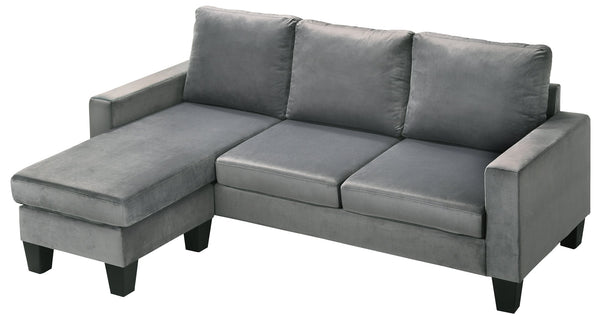 English Elm Jessica reversible sectional sofa chaise in velvet — chic, durable hardwood frame, plush seating glam centerpiece Gray 29 L x 51 W x 19 H B078S00014