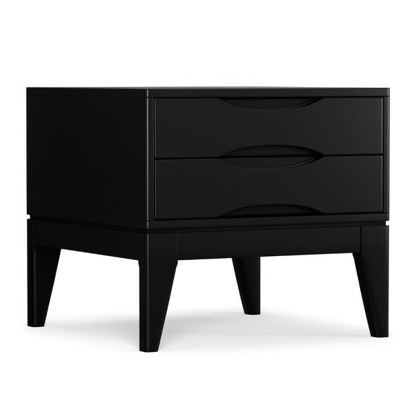 English Elm Harper Solid Wood End Table with Two Drawers Mid-century Modern Black Stain Finish B136P481647