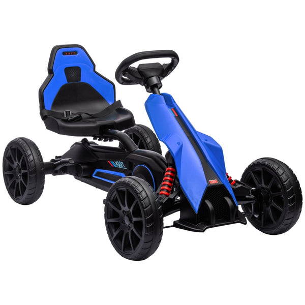 English Elm Aosom Kids Pedal Go Kart Sporty Ride on with Adjustable Seat and Eva Wheels Blue W2225P229478