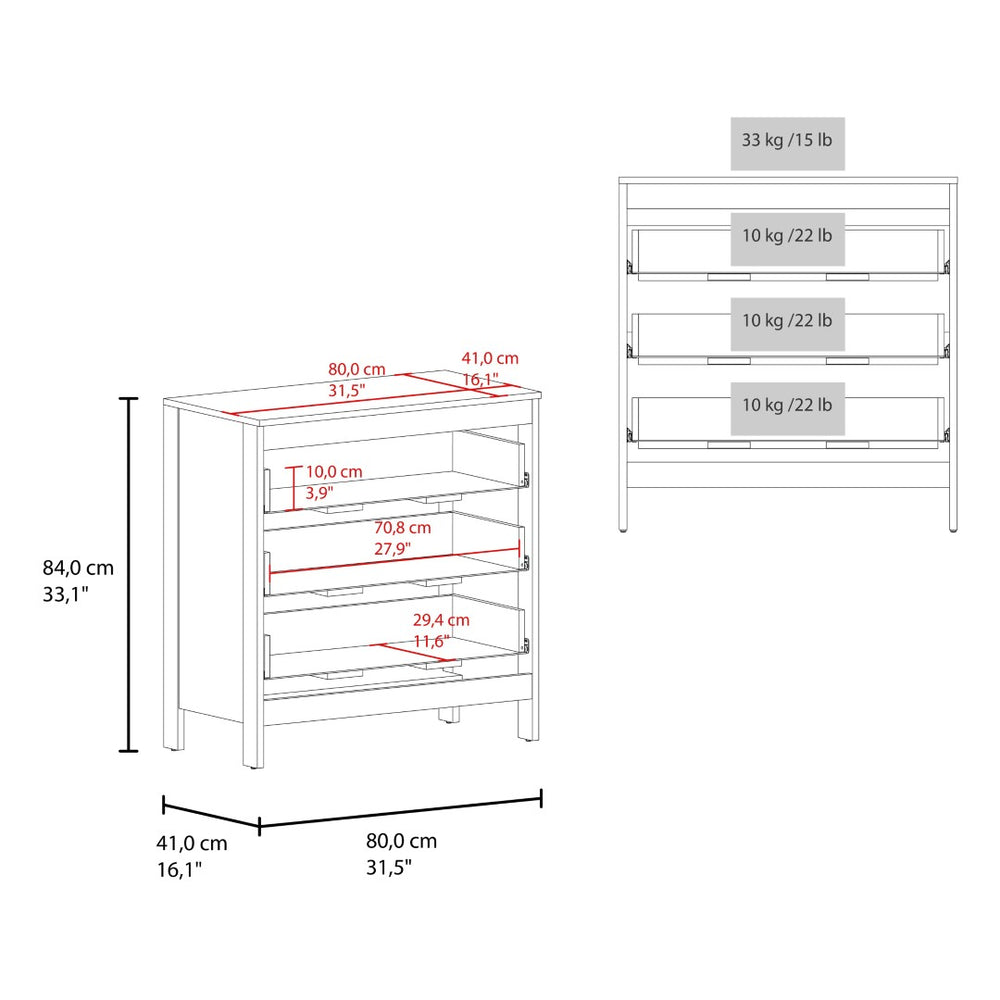 English Elm Libby 3 Drawer Compact Dresser Elevated Frame Wengue Melamine Bedroom Storage B097P480474