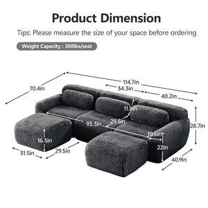 English Elm U-shaped Modular Sectional Sofa Plush Cloud Foam Boneless Build for Home Theater Lounging Dark Grey W714S01551