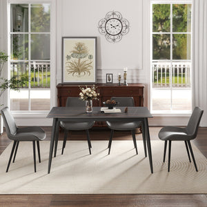 English Elm 55.12" Modern Artificial Stone Dining Table With Black Metal Legs - Seats 6, Easy To Clean & Stylish W1535S00492