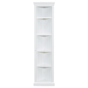 English Elm 83.4"Tall 5 Tier Corner Bookcase, Modern White Triangle Shelf Unit with Adjustable Shelves, Solid Wood Frame, Space-Saving Display for Living Room N751P191709K