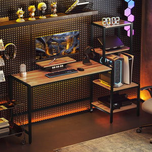 English Elm Homcom Industrial Writing Desk with Four Tier Shelving and Built in Monitor Riser W2225P485636