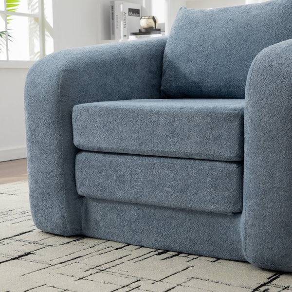 English Elm 40" Chenille Cloud Floor Chair Convertible Sleeper Sofa Lounge for Dorm Apartment Bedroom Light Blue W3118P388897